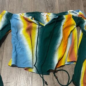 BCBGeneration Colorful Off-Shoulder Blouse